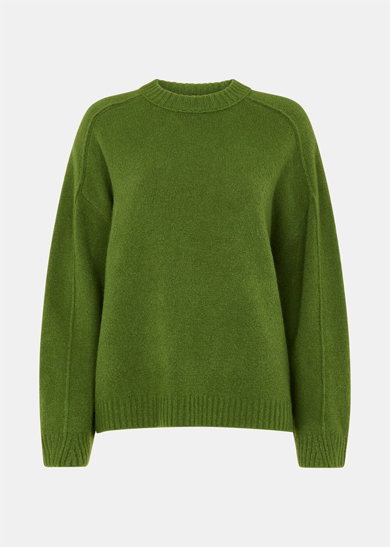 Green Wool Mix Seam Detail Knit