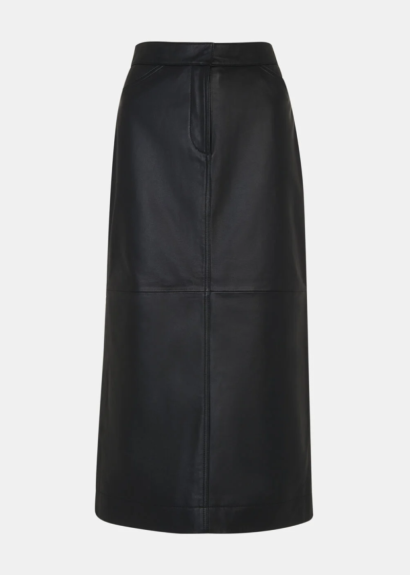 Black Jamie Leather Midi Skirt