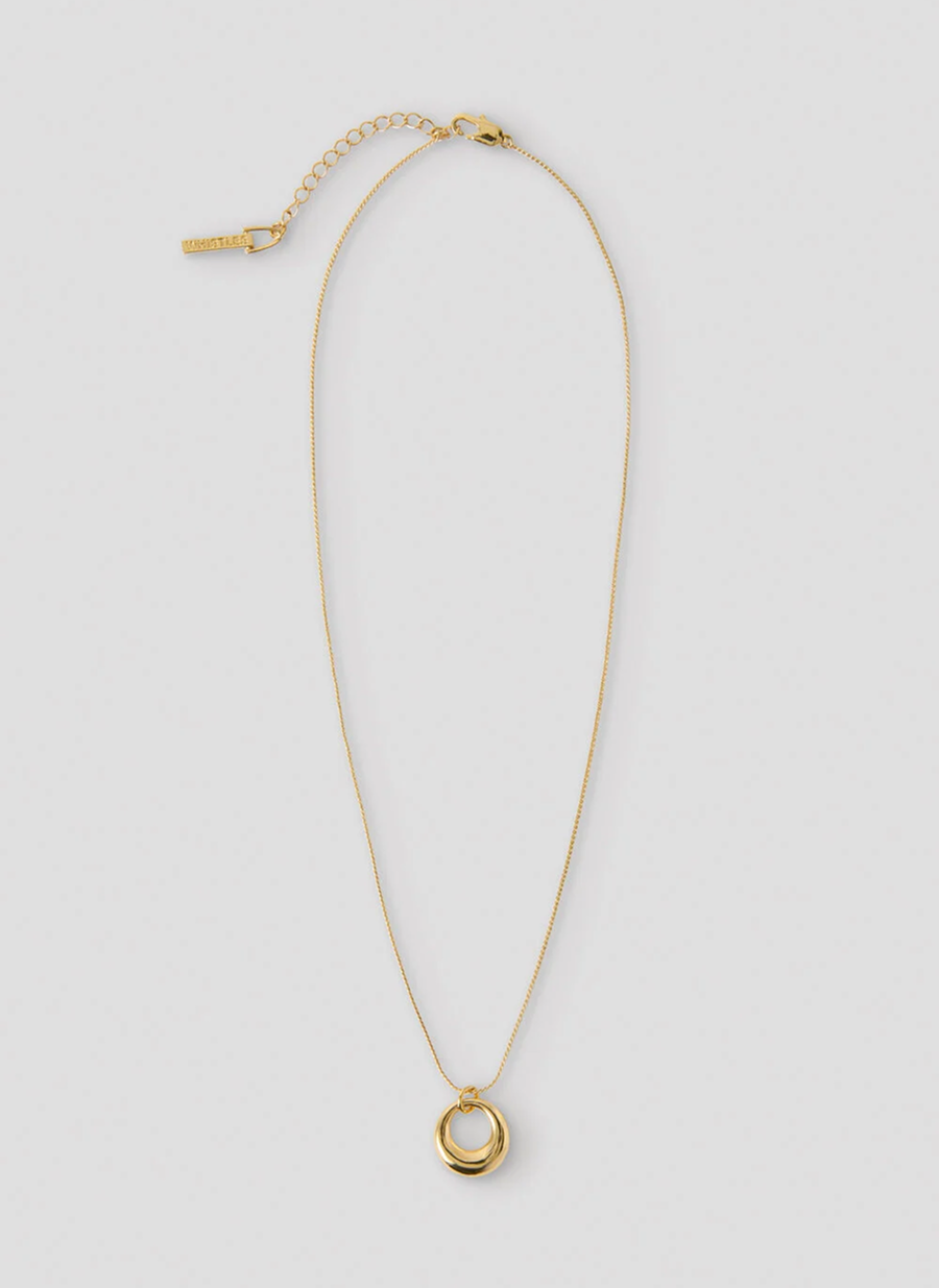 Gold Curved Pendant Necklace