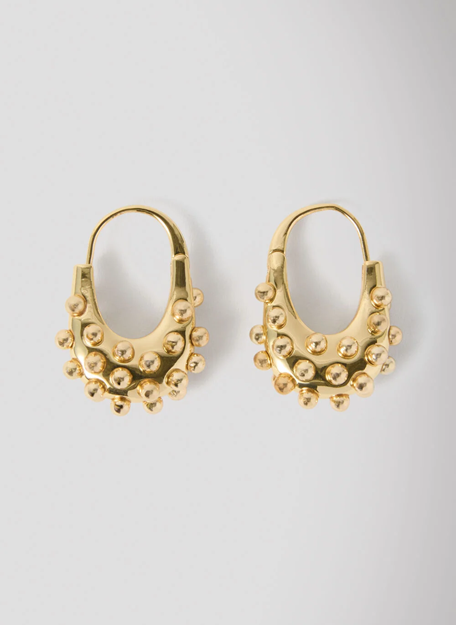 Gold Seed Bead Oval Earring