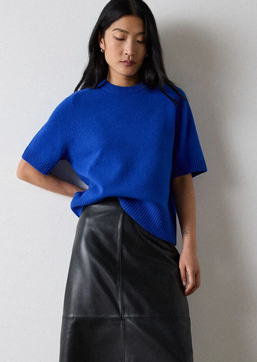 Blue Wool Knitted Tee