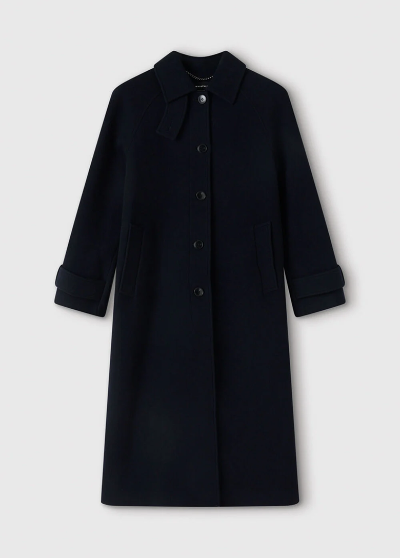 Navy Long Wool Car Coat