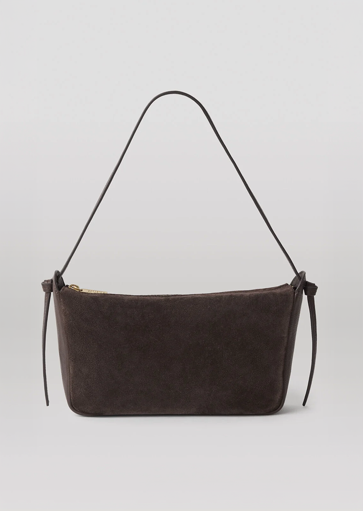 Chocolate Small Suede Knot Shoulder Bag