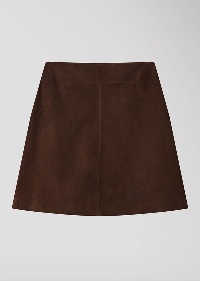 Chocolate Suede A Line Mini Skirt