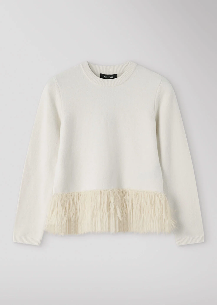 Ivory Fluffy Hem Detail Knit