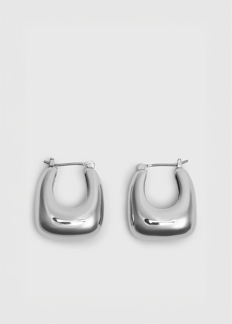 Silver Chunky Curved Square Earring