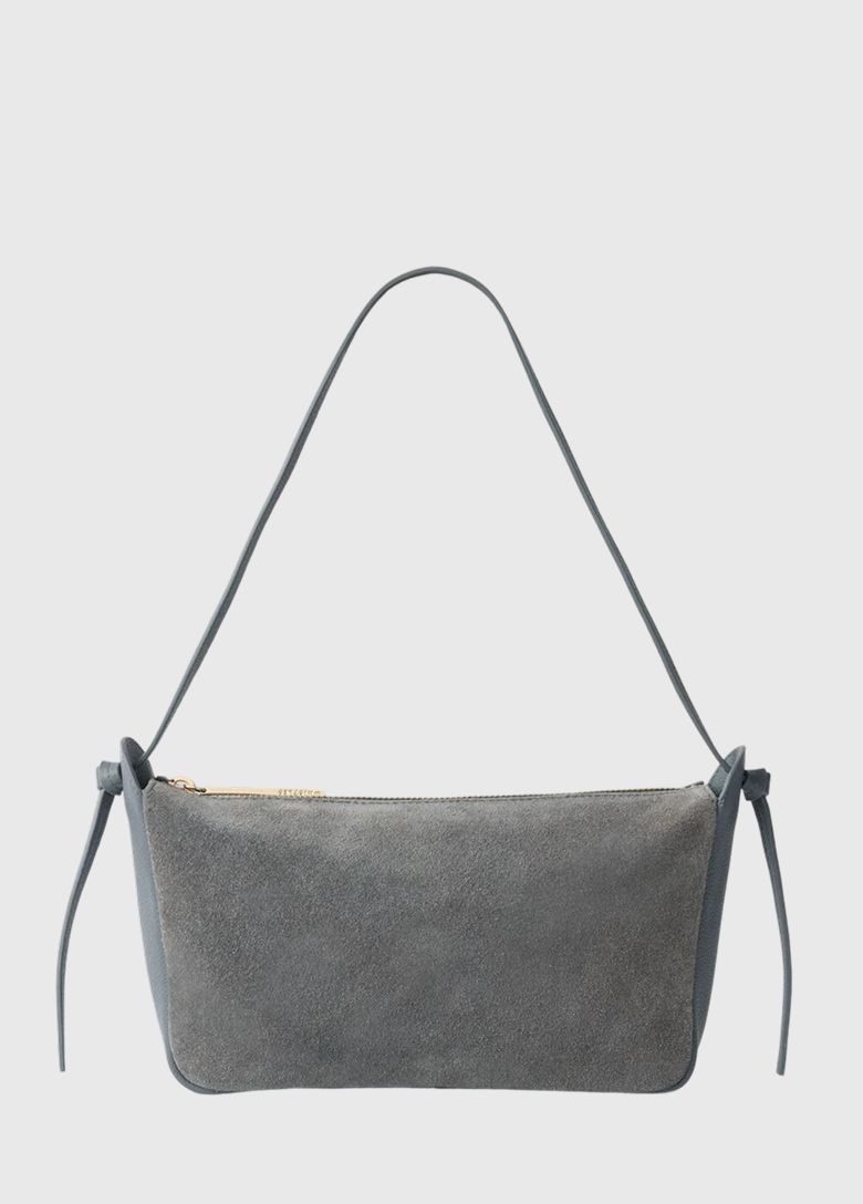 Grey Small Suede Knot Shoulder Bag