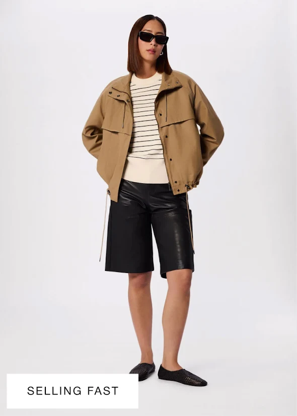 Taupe Funnel Neck Parka Jacket
