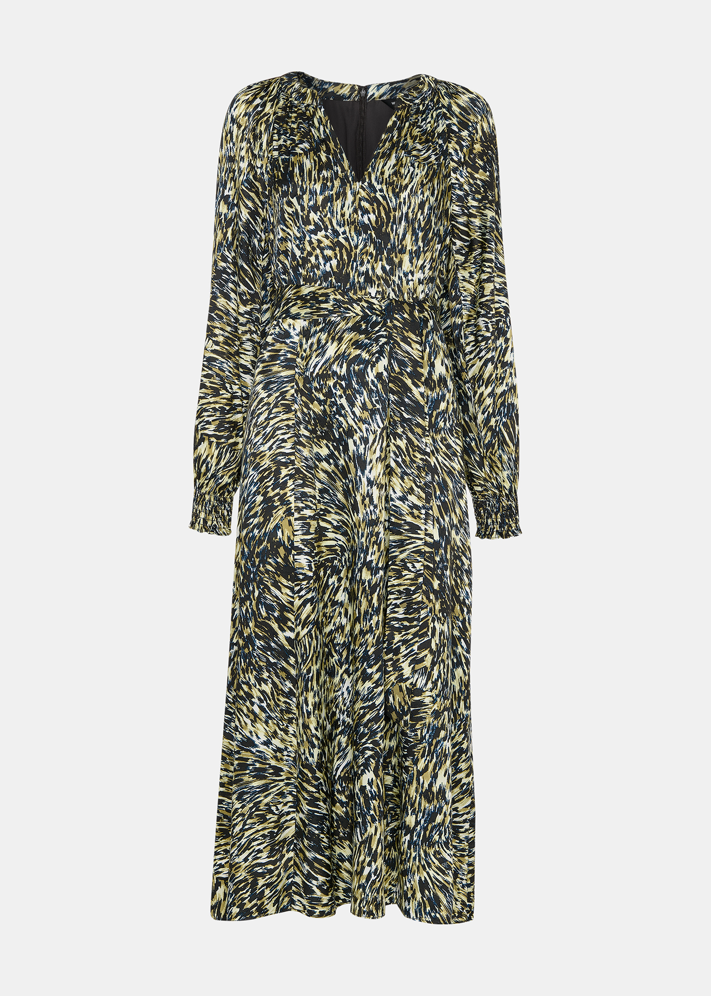 Khaki Leopard Swirl Midi Dress