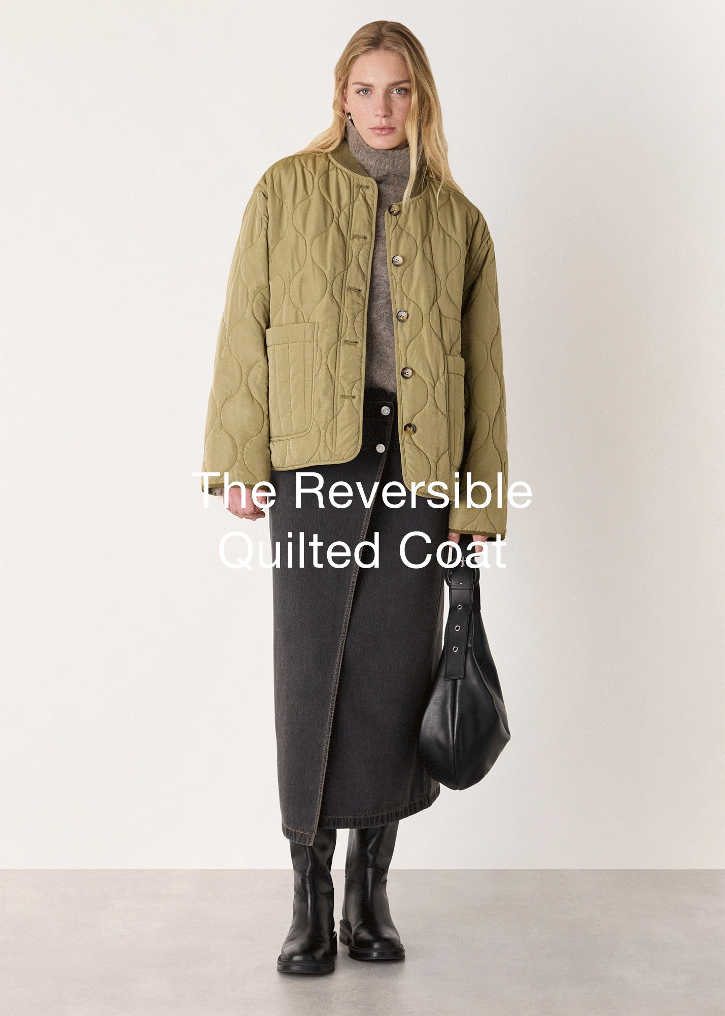 Khaki Reversible Quilted Coat