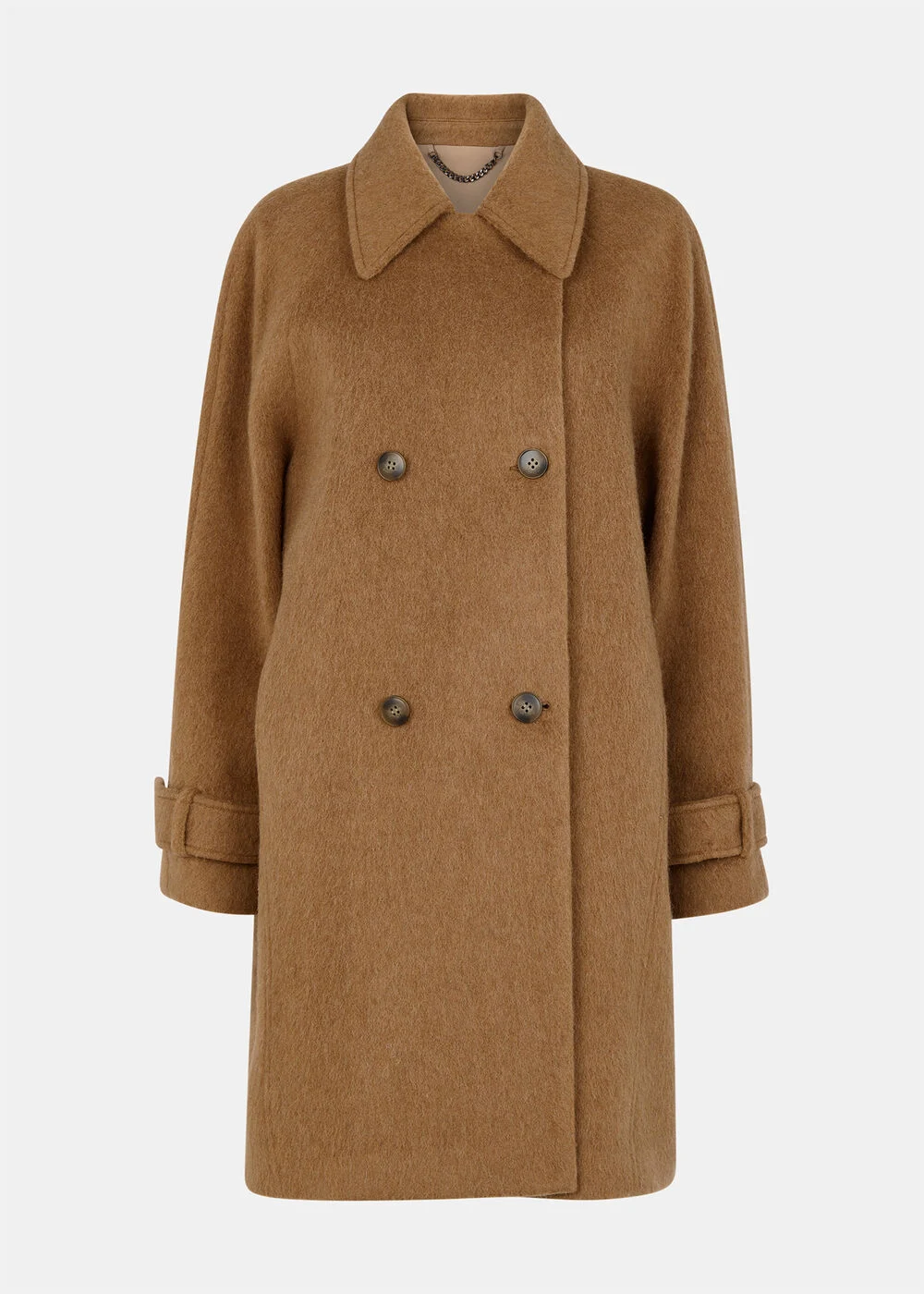 Camel Brushed Wool Pea Coat