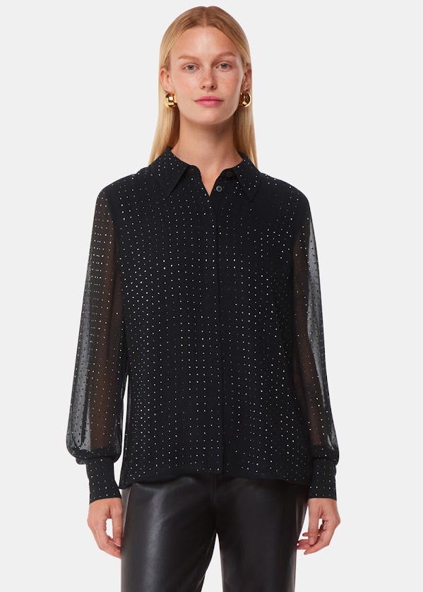 Black Metallic Stripe Shirt