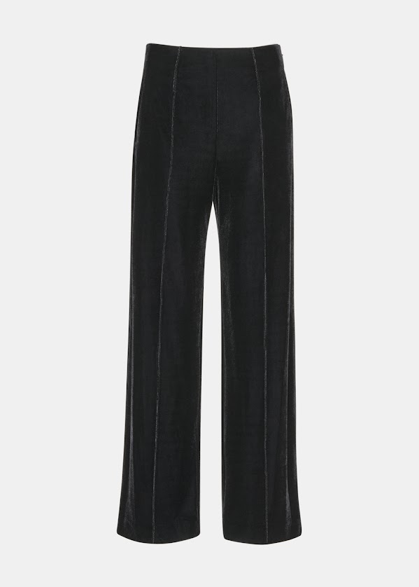 Black Full Length Velvet Trouser