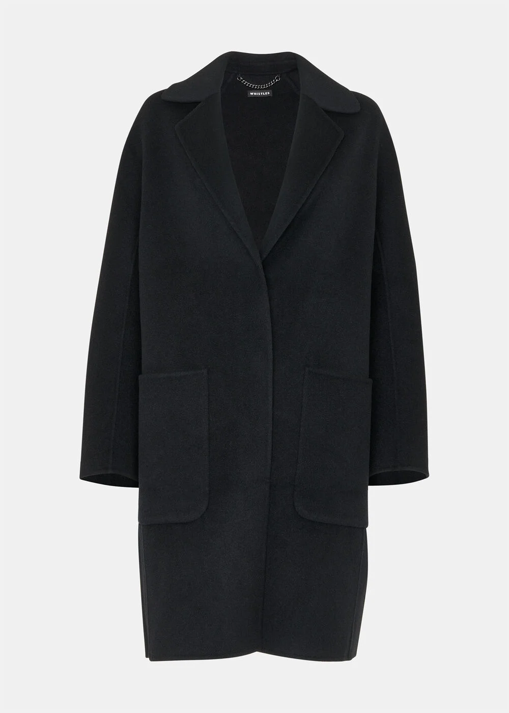 Black Cassie Double Face Pocket Coat