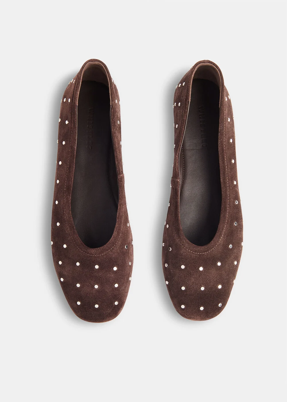 Chocolate Karina Suede Stud Ballet Pump