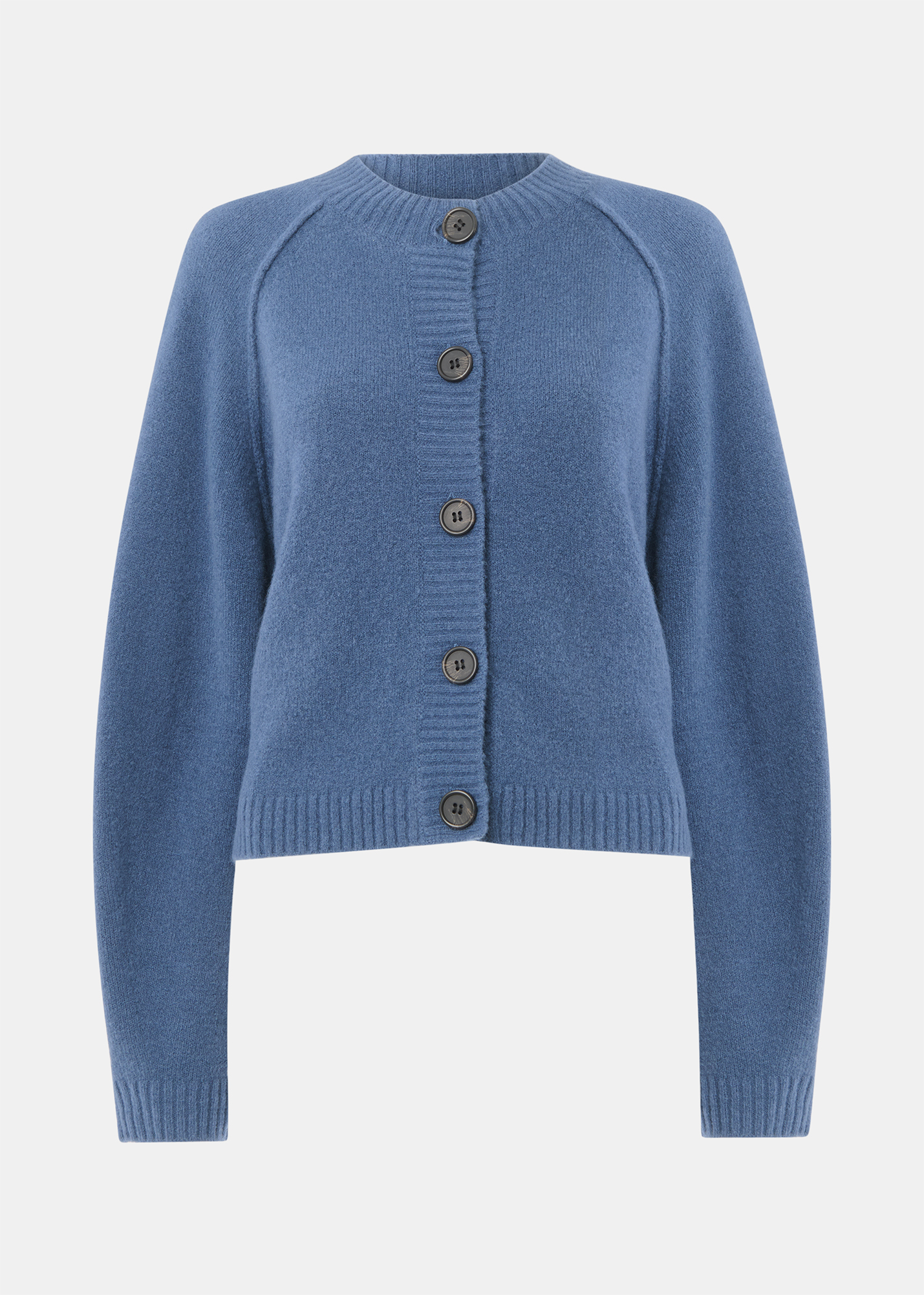 Blue Wool Mix Crew Cardigan