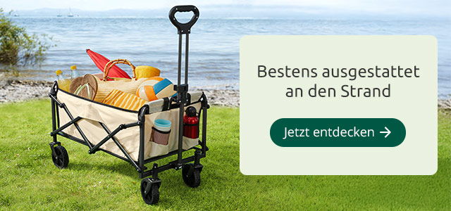 Bestens ausgestattet an den Strand