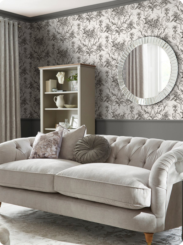 Laura Ashley Tuileries Charcoal Grey Wallpaper