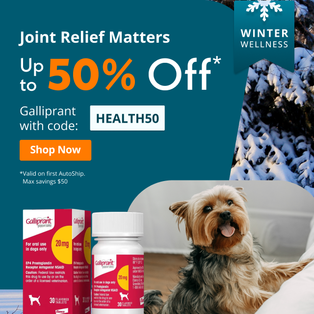 Joint Relief Matters Up to 50% Off* Galliprant with code: HEALTH50. Shop Now