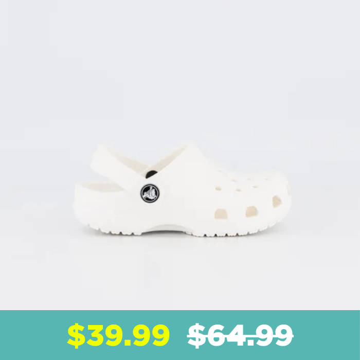 Shop Crocs Kids Classic Clog Sneaker in White at Platypus