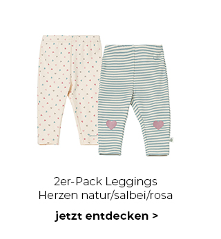 2er Pack Leggings Herzen/natur/salbei/rosa