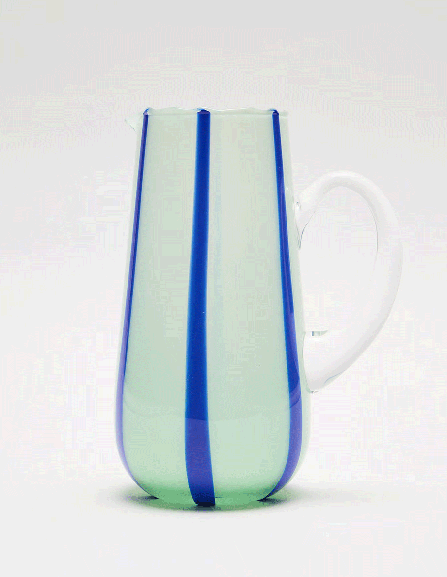 Riera Blue Striped Glass Jug