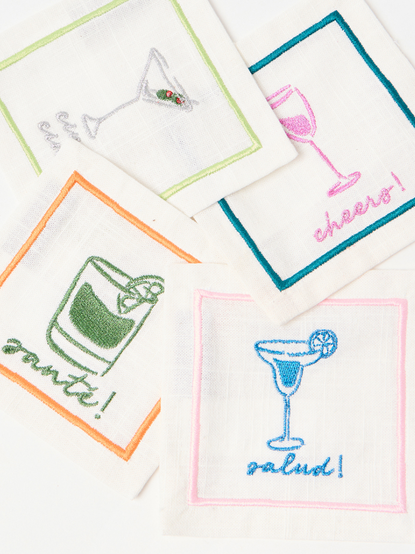 Fiesta Embroidered Cocktail Napkins Set of Four