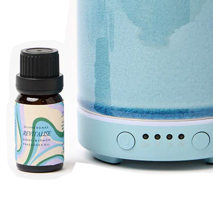 Unwind Blue Ceramic Electric Aroma Diffuser & Fragrance Oil Gift Set