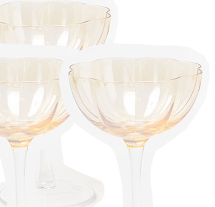 Flower Champagne Saucers Set of Four