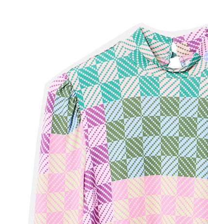 Green Checked Long Sleeve Top