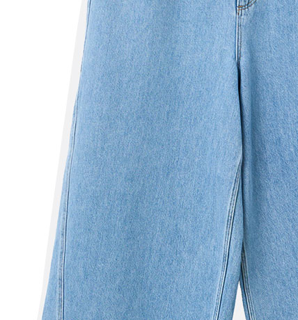 Light Blue Denim Diagonal Seam Wide Leg Jeans