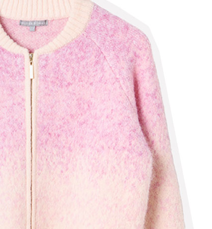 Pink Ombre Knitted Bomber Jacket