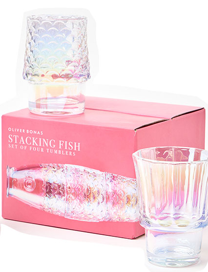 Fish Lustre Stacking Tumblers Set of Four