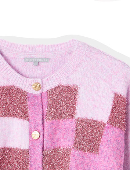 Pink Tinsel Geometric Knitted Cardigan