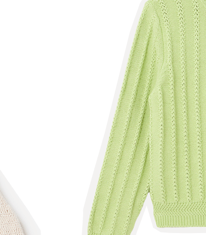 Light Green Crew Neck Knitted Cardigan