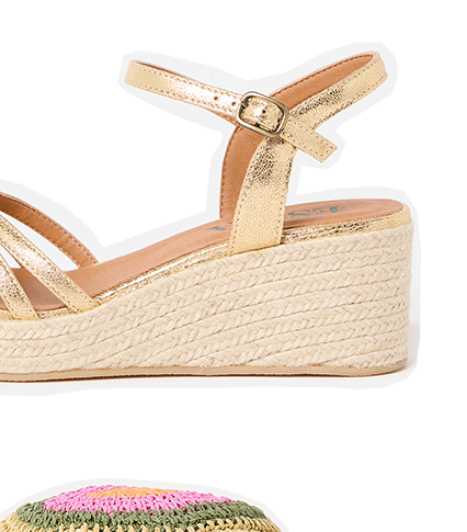 Esska Wafa Gold Metallic Wedge Sandals