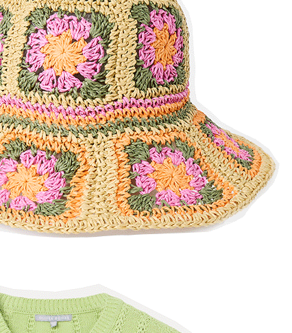 Crochet Flower Straw Bucket Hat