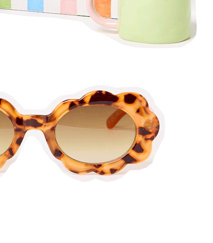 Amber Faux Tortoiseshell Flower Oval Sunglasses