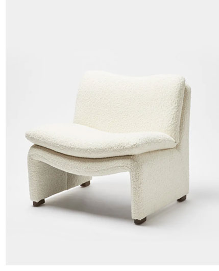 Maya White Faux Sheepskin Boucle Accent Chair