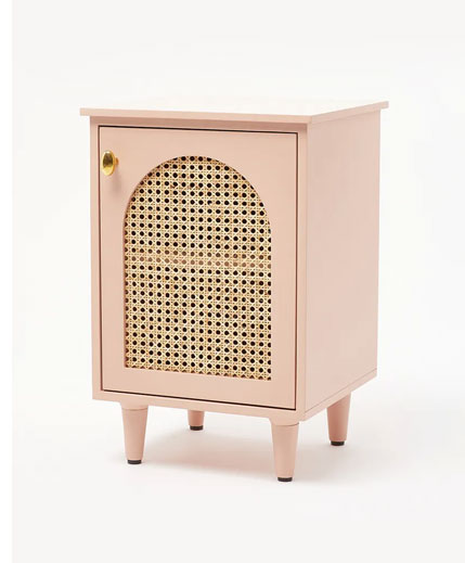 Bue Pink Mango Wood & Rattan Bedside Table