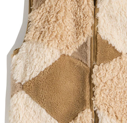 Brown Patchwork Faux Fur Gilet