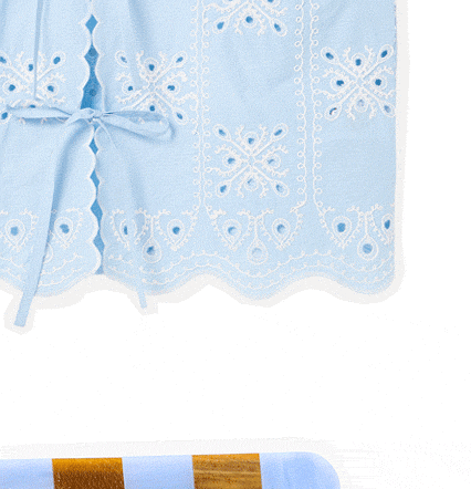 Light Blue Broderie Scalloped Tie Front Waistcoat