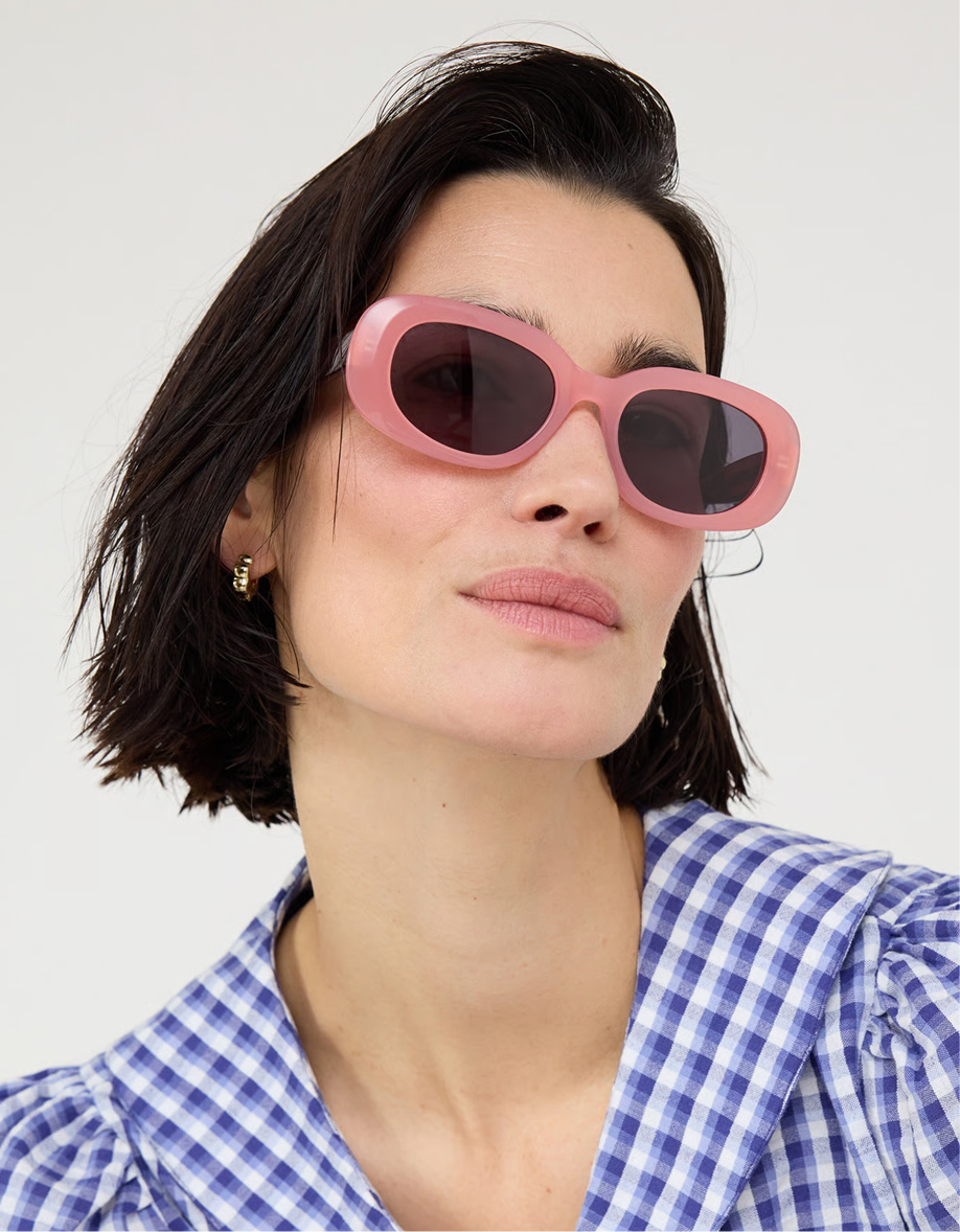 Pink & Berry Red Oval Acetate Sunglasses