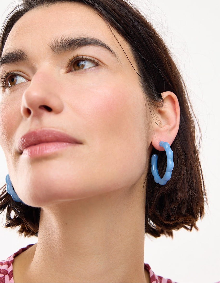 Molly Blue Curve Edge Resin Hoop Earrings