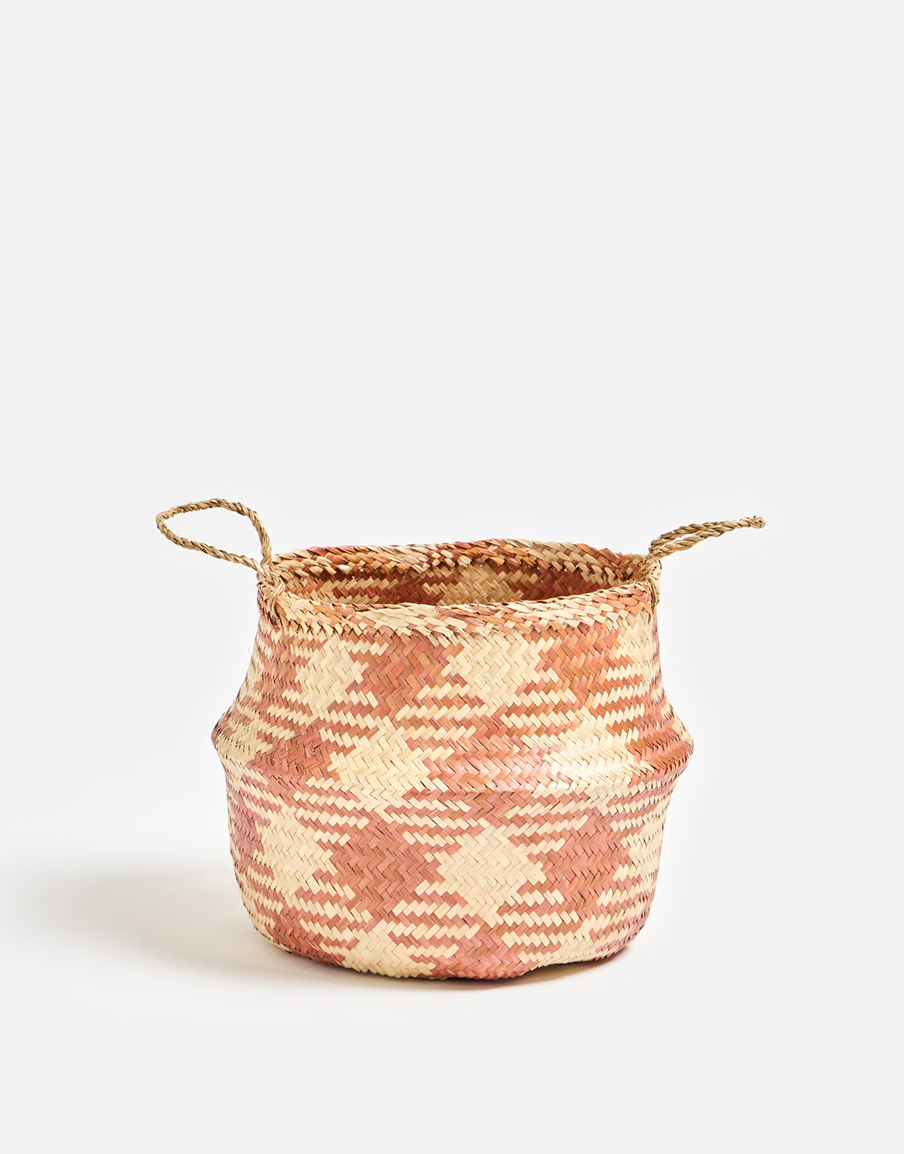 Brown Seagrass Dogtooth Storage Basket