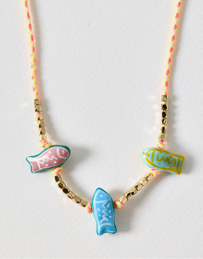 Everleigh Multi Fish Pendant Cord Necklace
