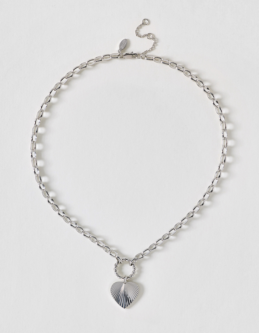 Louisa Heart Silver Tone Waterproof Chain Necklace