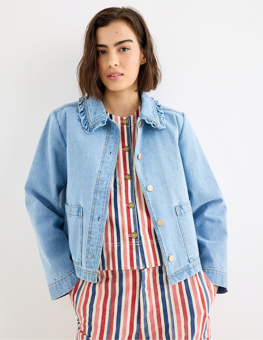 Light Blue Frill Collar Denim Jacket