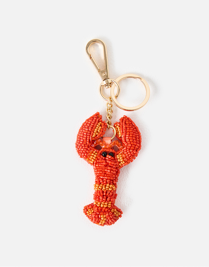 Orange Lobster Beaded Keyring