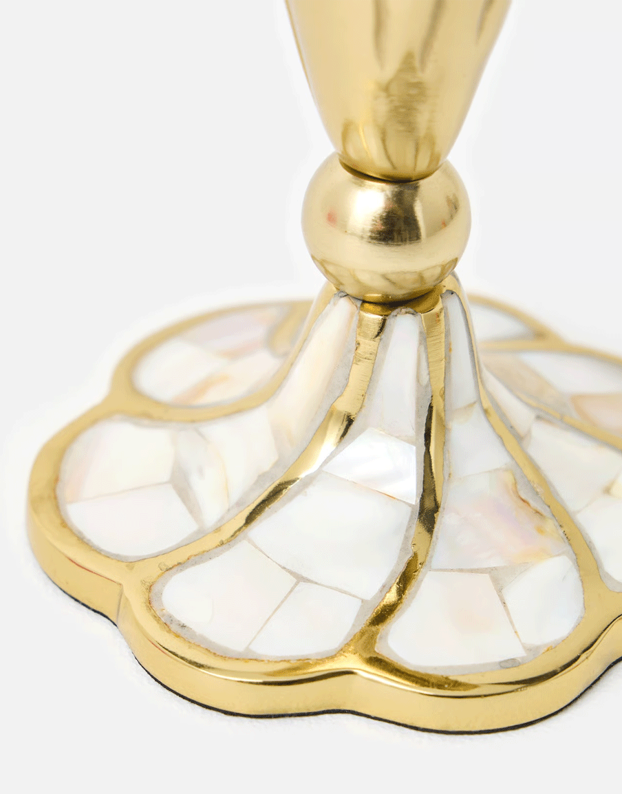 Mother of Pearl Gold Candlestick Holder